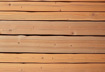 Fototapeta premium Overhead view of aged, horizontally stacked medium brown wood planks showing texture and wear, wood surface, distressed wood