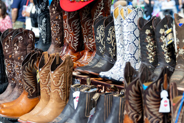 Traditional Mexican cultural style cowboy boots made out of leather.