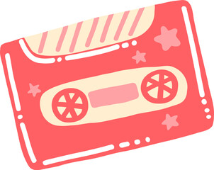 Kawaii Pink Cassette Tape Illustration