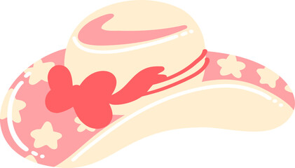 Cute Summer Hat with Bow and Stars