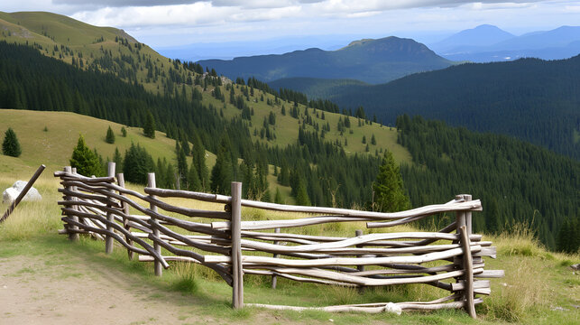 wooden stockade in a hill
