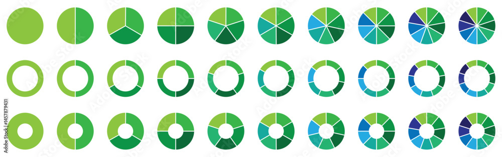 Poster pie charts diagrams. different color circles isolated. infographic element round shape. vector-eps 1