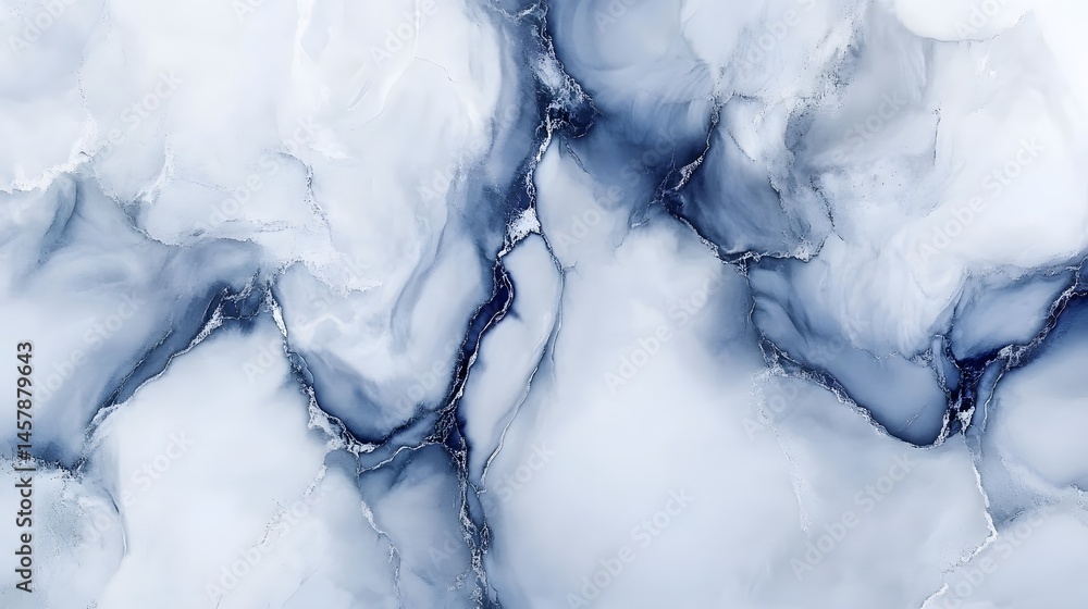 Poster abstract design featuring flowing patterns of light gray and dark blue.