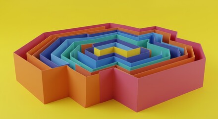 Colorful Abstract Structure on Yellow Background