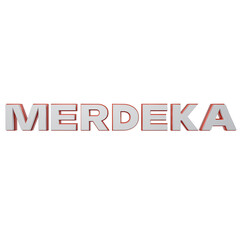 3d render of the writing merdeka in english merdeka. concept of indonesian independence day