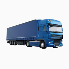 Modern Blue Articulated Lorry, Semi-Truck with