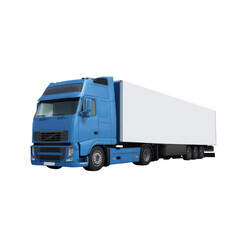 Modern Blue Semi-Truck with Blank White Trailer