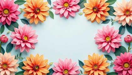Stylized dahlia motif, geometric arrangement, pastel tones, pattern, stylish