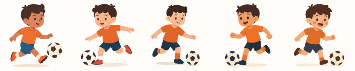 vector of a boy playing soccer