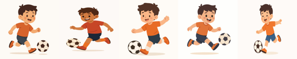 vector of a boy playing soccer