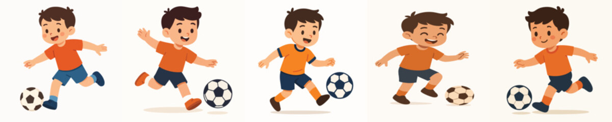 vector of a boy playing soccer