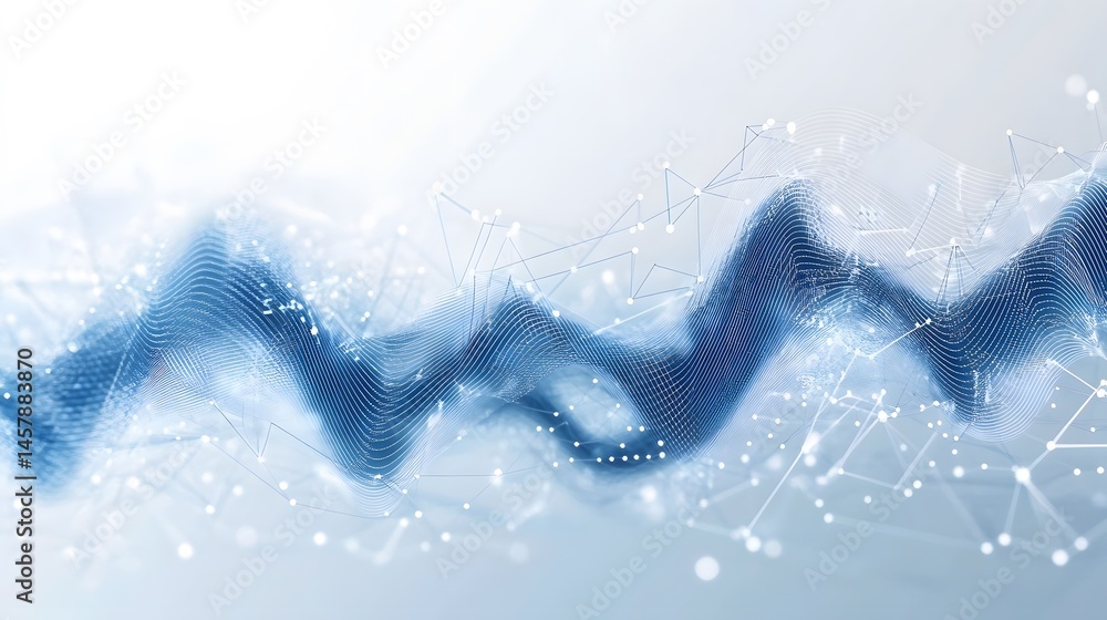 Poster abstract digital wave design with light particles.