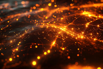 Naklejka premium Abstract digital illustration of luminous network patterns.