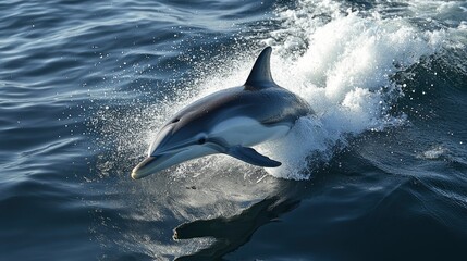 Fototapeta premium Pacific White-Sided Dolphin Leaping from Ocean Waves