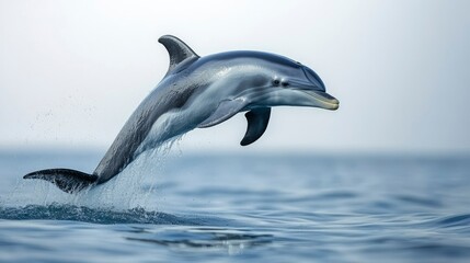 Fototapeta premium Stunning Leap of a Striped Dolphin in the Ocean