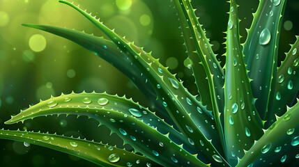 Naklejka premium Green plant skincare aloe vera picture