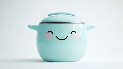 Cute light blue pot with a happy face
