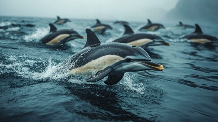 Obraz premium Pod of Dolphins Swimming in the Ocean