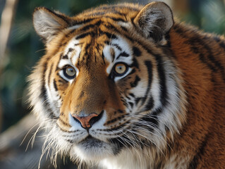 Fototapeta premium Tiger Face in Golden Light / 황금빛에 비친 호랑이 얼굴