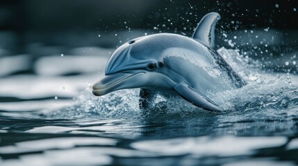 Obraz premium Pacific White-sided Dolphin Emerging from the Ocean Waves