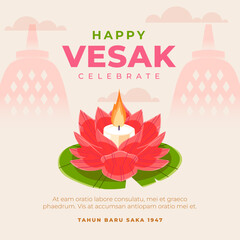 Design Poster Happy Waisak Day 2025 or vesak day  template design element vector 