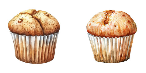 cute muffin watercolor vector illustration
