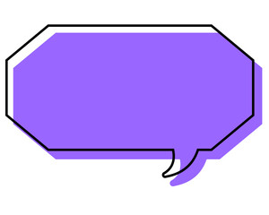 シンプルな線がずれた吹き出し　細長い八角形