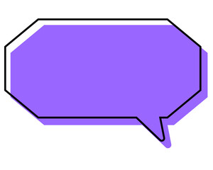 シンプルな線がずれた吹き出し　細長い八角形