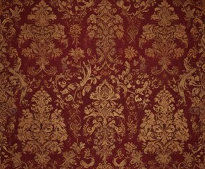 Opulent damask floral wallpaper, rich burgundy & gold, design, refined, damask