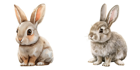 cute rabbit watercolor vector illustration