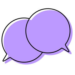 シンプルな線がずれた吹き出し　重なる会話