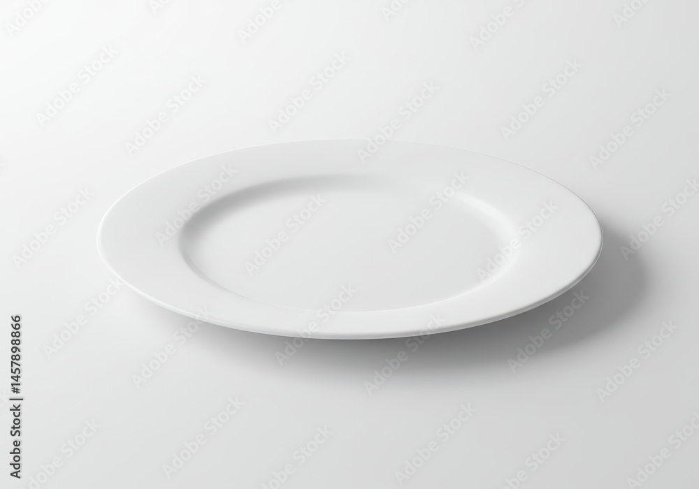 Poster simple white plate on a white surface in a minimalist style setting