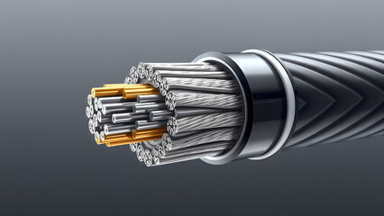 Close-up of a Cross-Sectional View of a High-Voltage Electrical Cable