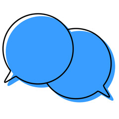 シンプルな線がずれた吹き出し　重なる会話