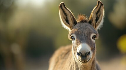 Obraz premium Adorable Donkey Portrait A Gentle Giant in the Golden Hour