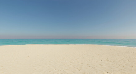 Obraz premium Serene Beach with Clear Blue Water and Soft Sandy Shore