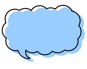 シンプルな線がずれた吹き出し　細長い雲形