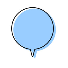 シンプルな線がずれた吹き出し　丸形の下向き