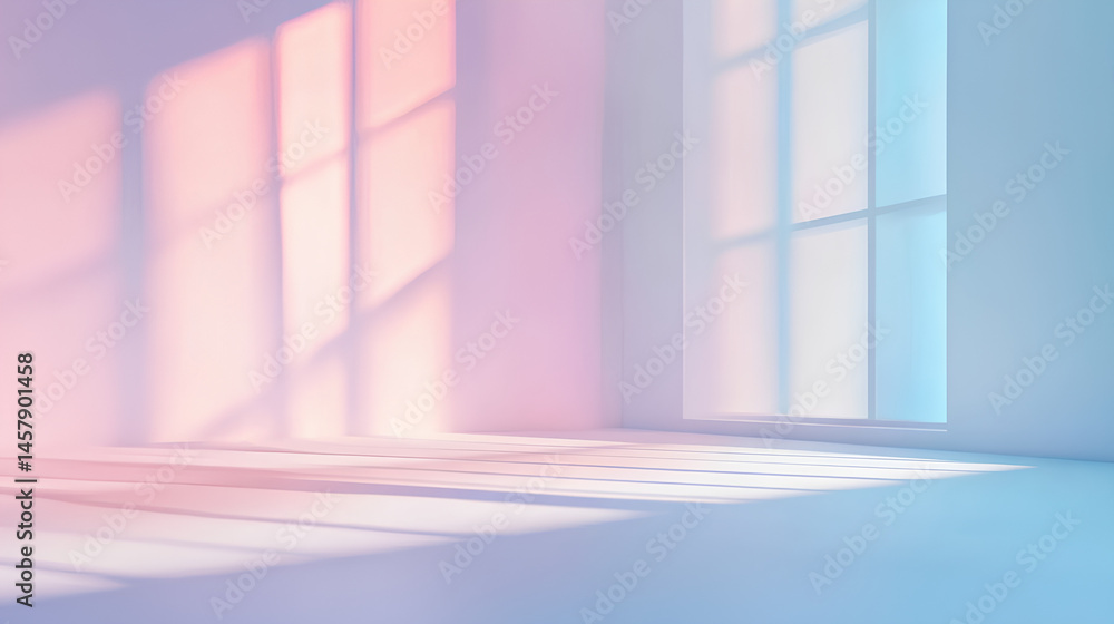 Poster abstract white studio room with light and shadow from window background for product display presenta