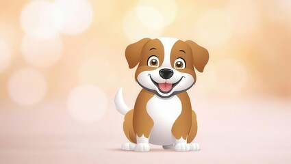 Fototapeta premium A cute, funny, young jack russell terrier puppy with a bone is isolated on a white background