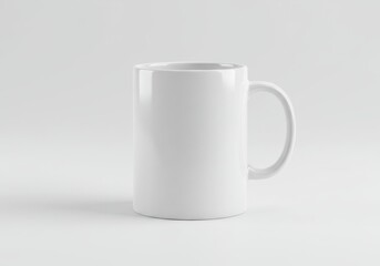 Plain white ceramic mug on a white background for branding mockups