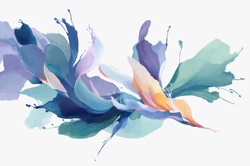 Obraz premium Beautiful flower with blue and orange petals showcasing vibrant colors and artistic spilled ink texture illustration