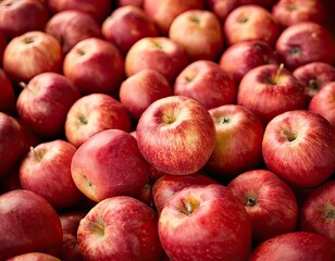 Full Frame Close-Up of Red Apples in a Fresh Heap