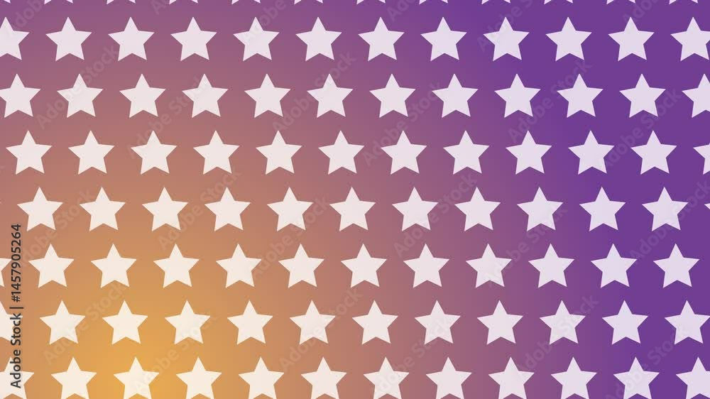 Poster dynamically moving star pattern on a purple and orange gradient background