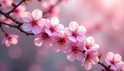 Obraz premium Delicate pink cherry blossoms, intricate repeating pattern , background, pretty