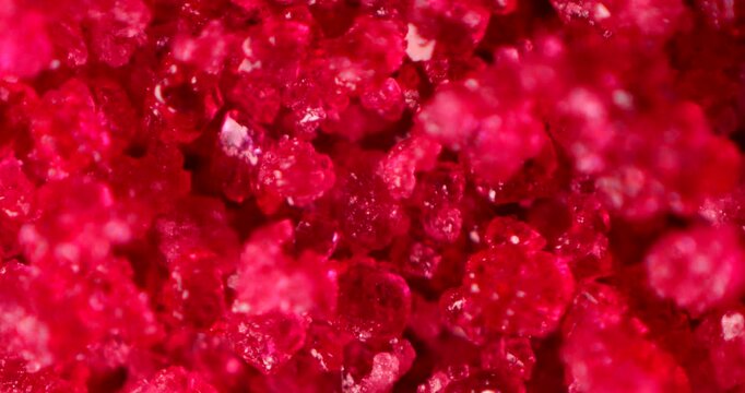 Close-up shot of deep red cobalt chloride liquid in laboratory glassware