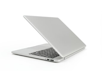 Sleek Silver Laptop Computer Open Display Modern Technology Device Work Metal Gadget Screen Office