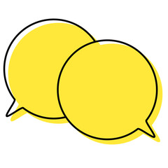 シンプルな線がずれた吹き出し　重なる会話