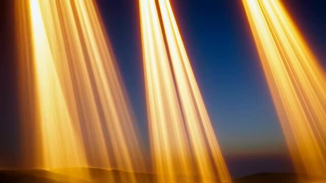 Set of 3 sharp perspective sunlight rays overlays, loop-ready clips for adding volumetric light beams over footage