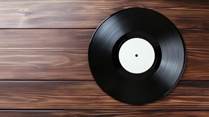 Vinyl record on wooden background
